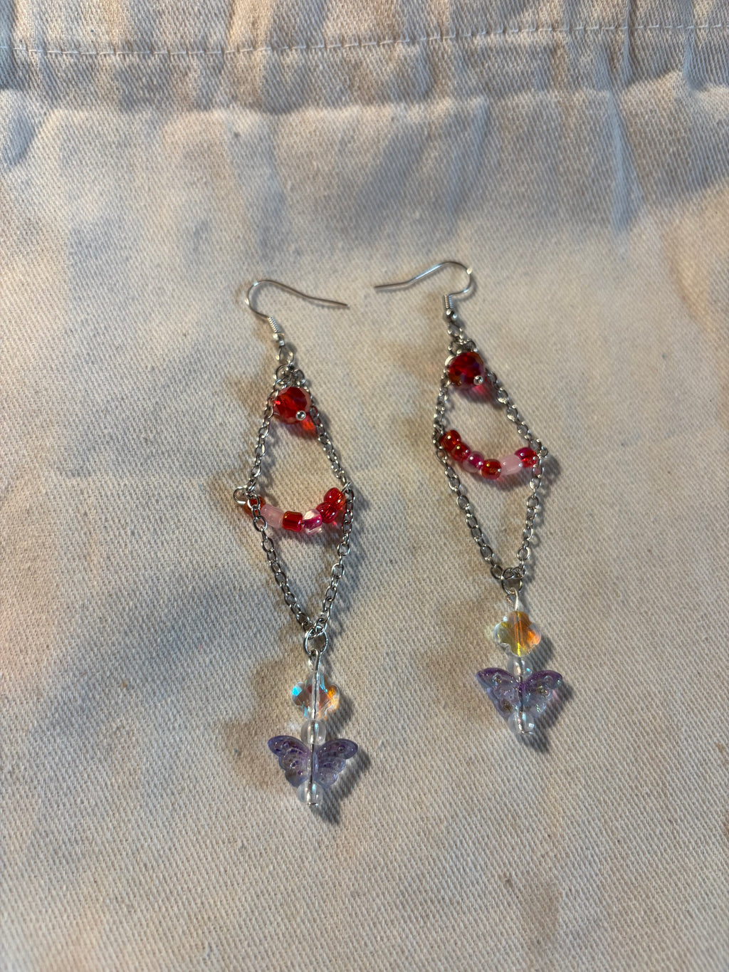 Crimson Red Floral Drop Earrings