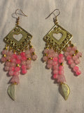 Pink Heart Blossom Dangle Earrings