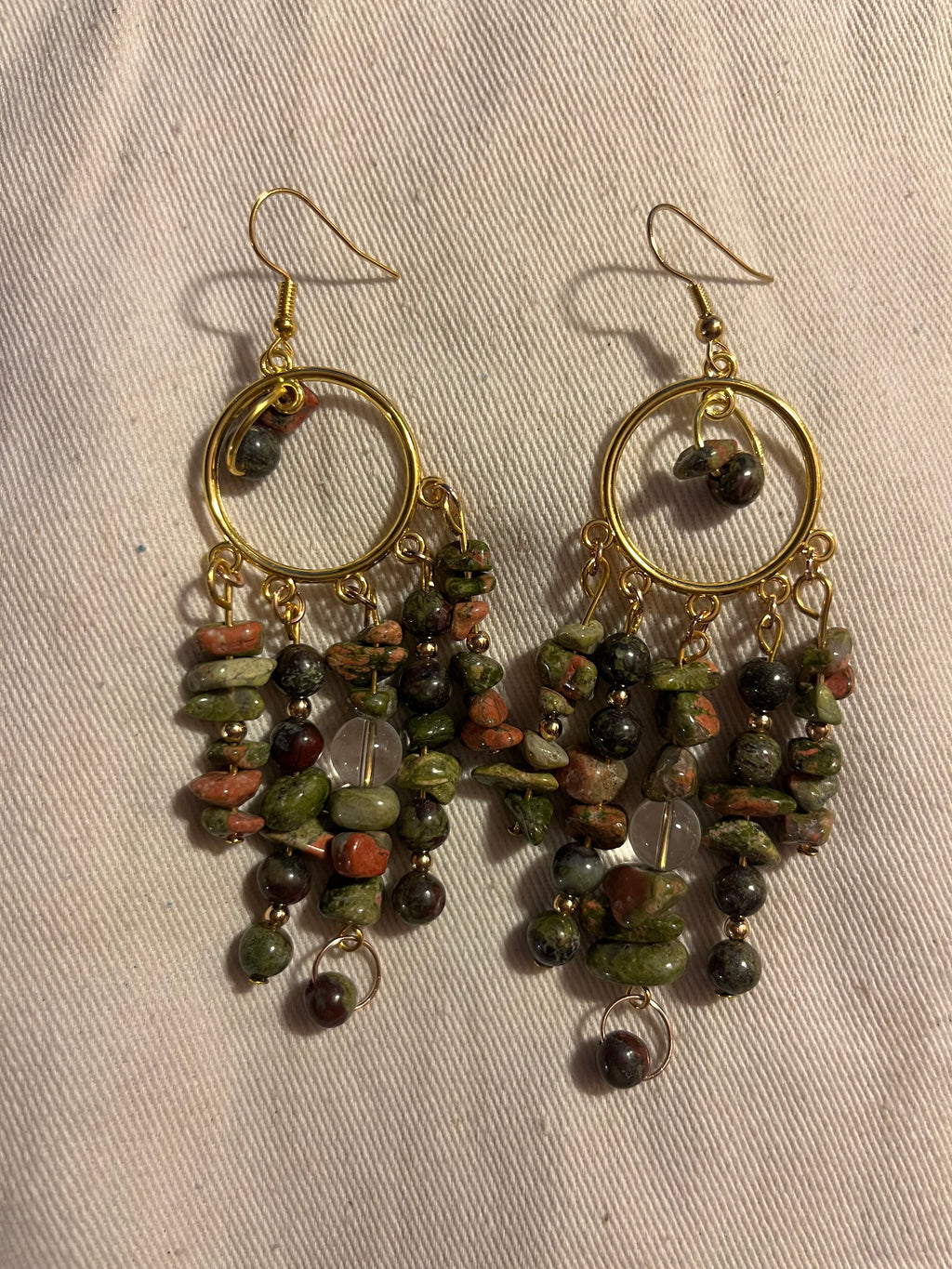 Unakite Bead Earrings