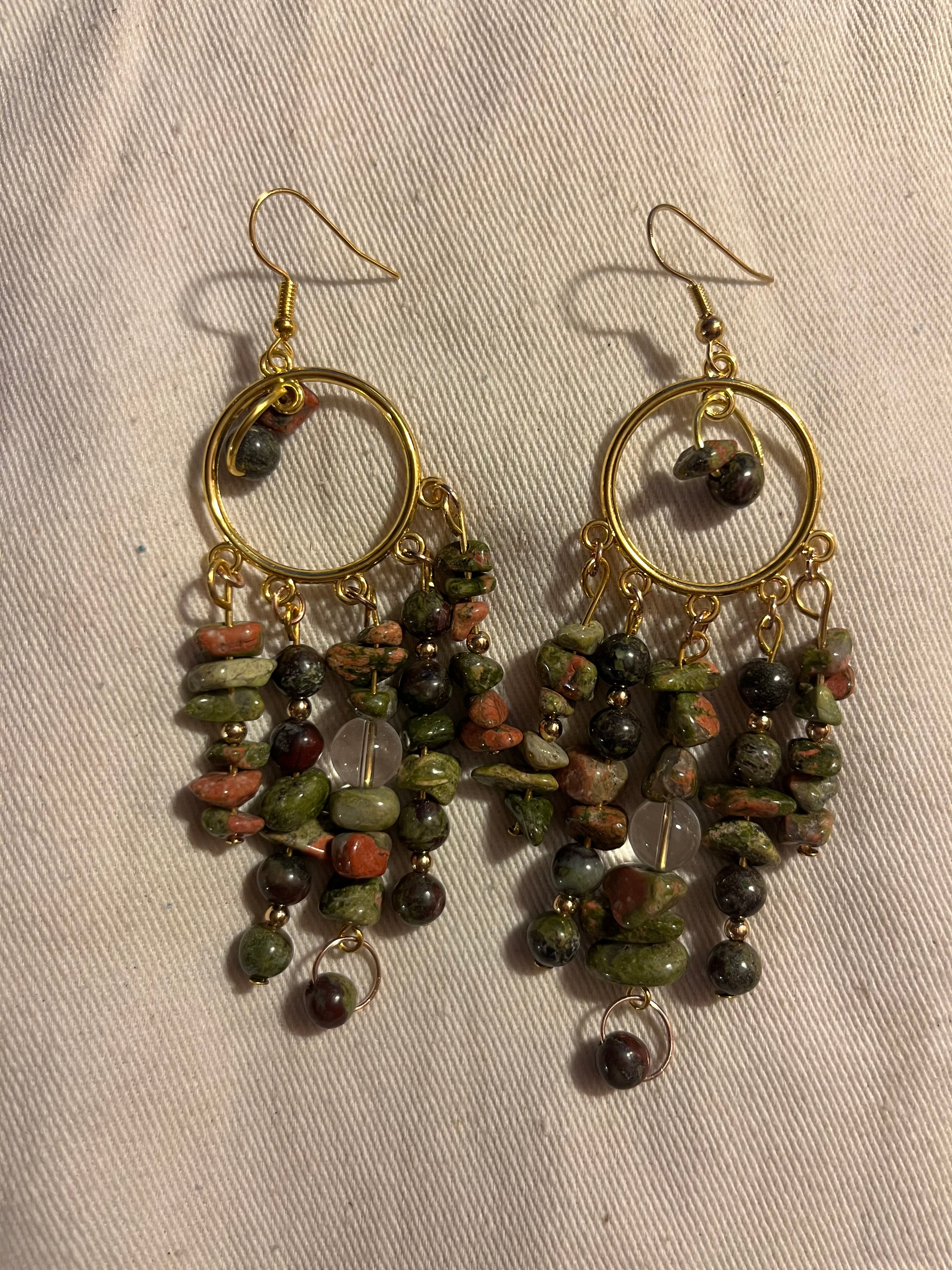Unakite Bead Earrings