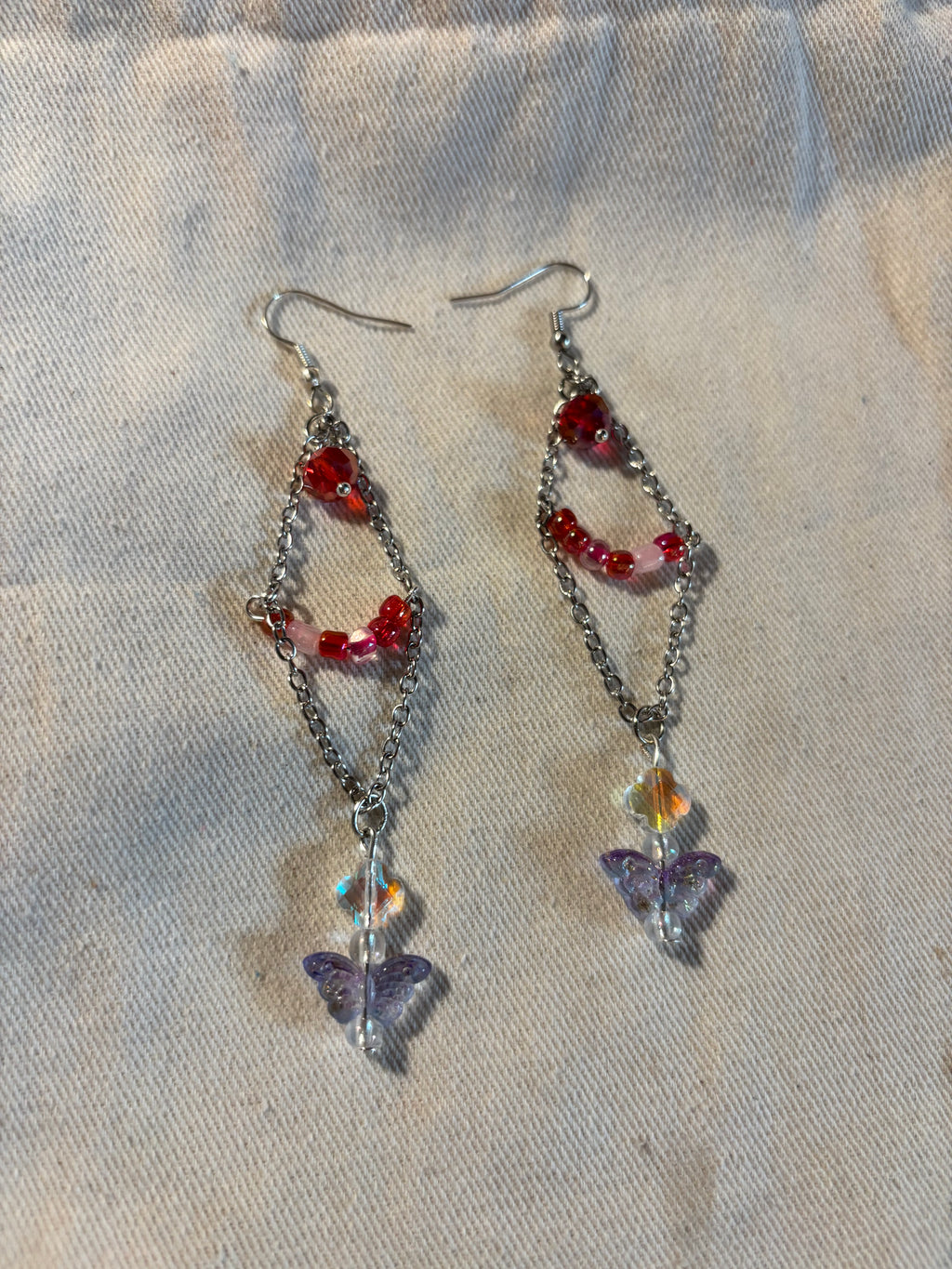 Crimson Red Floral Drop Earrings