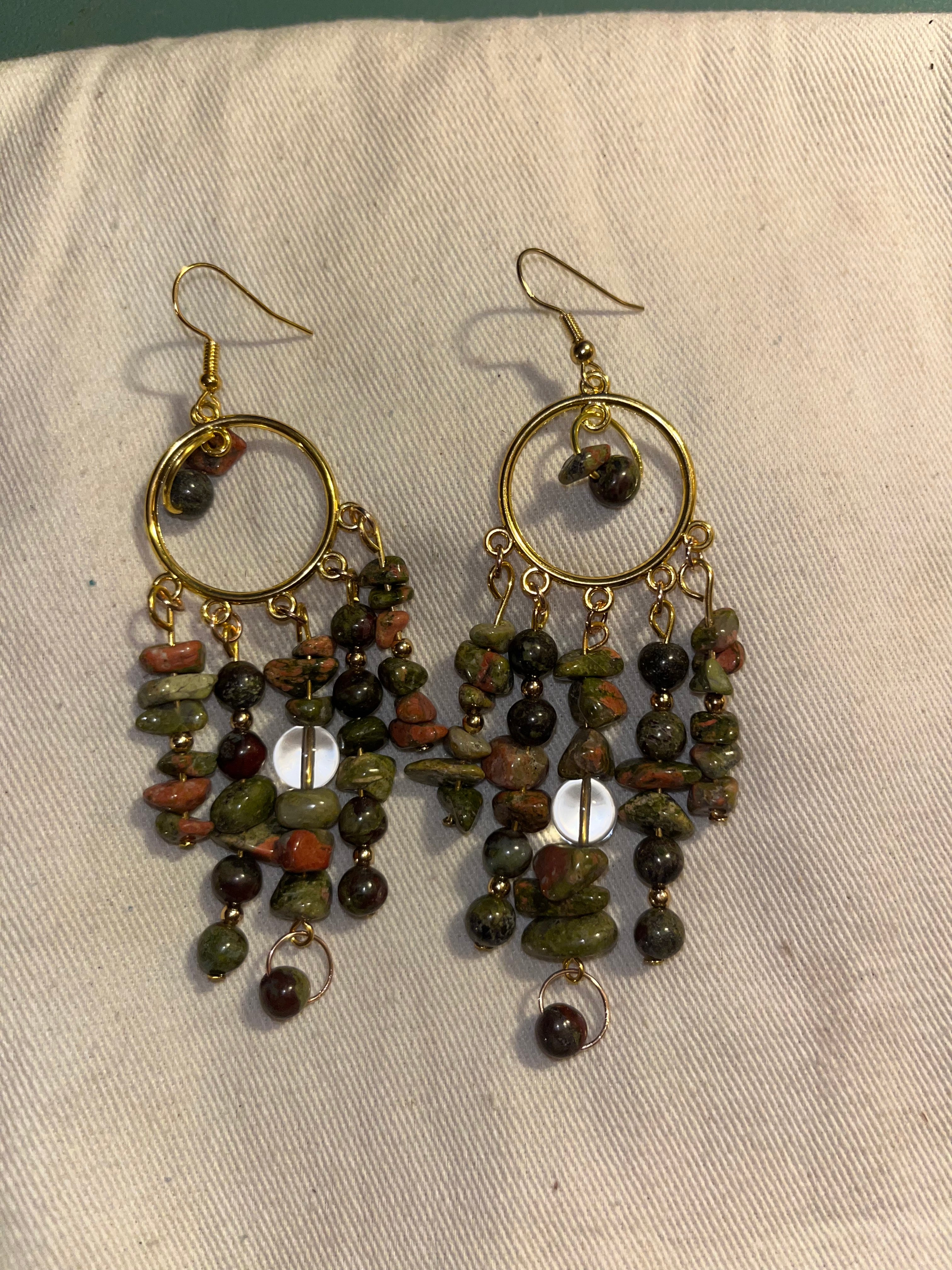 Unakite Bead Earrings