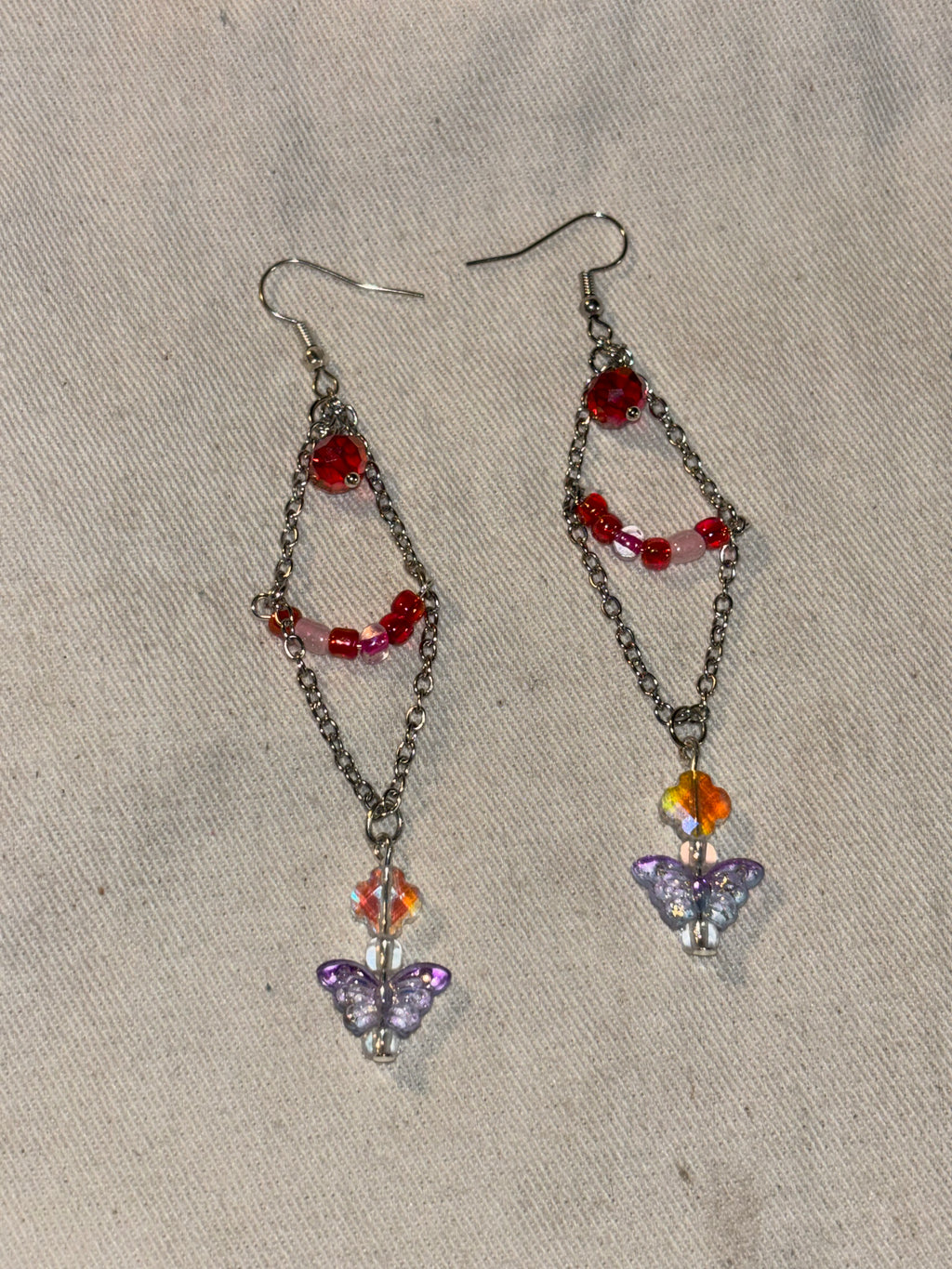 Crimson Red Floral Drop Earrings