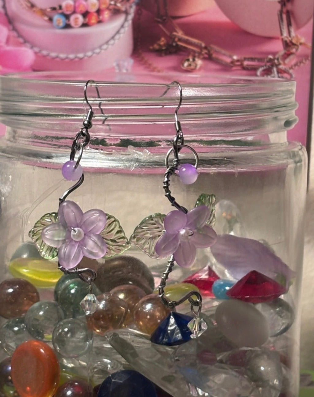 Purple Floral Earrings