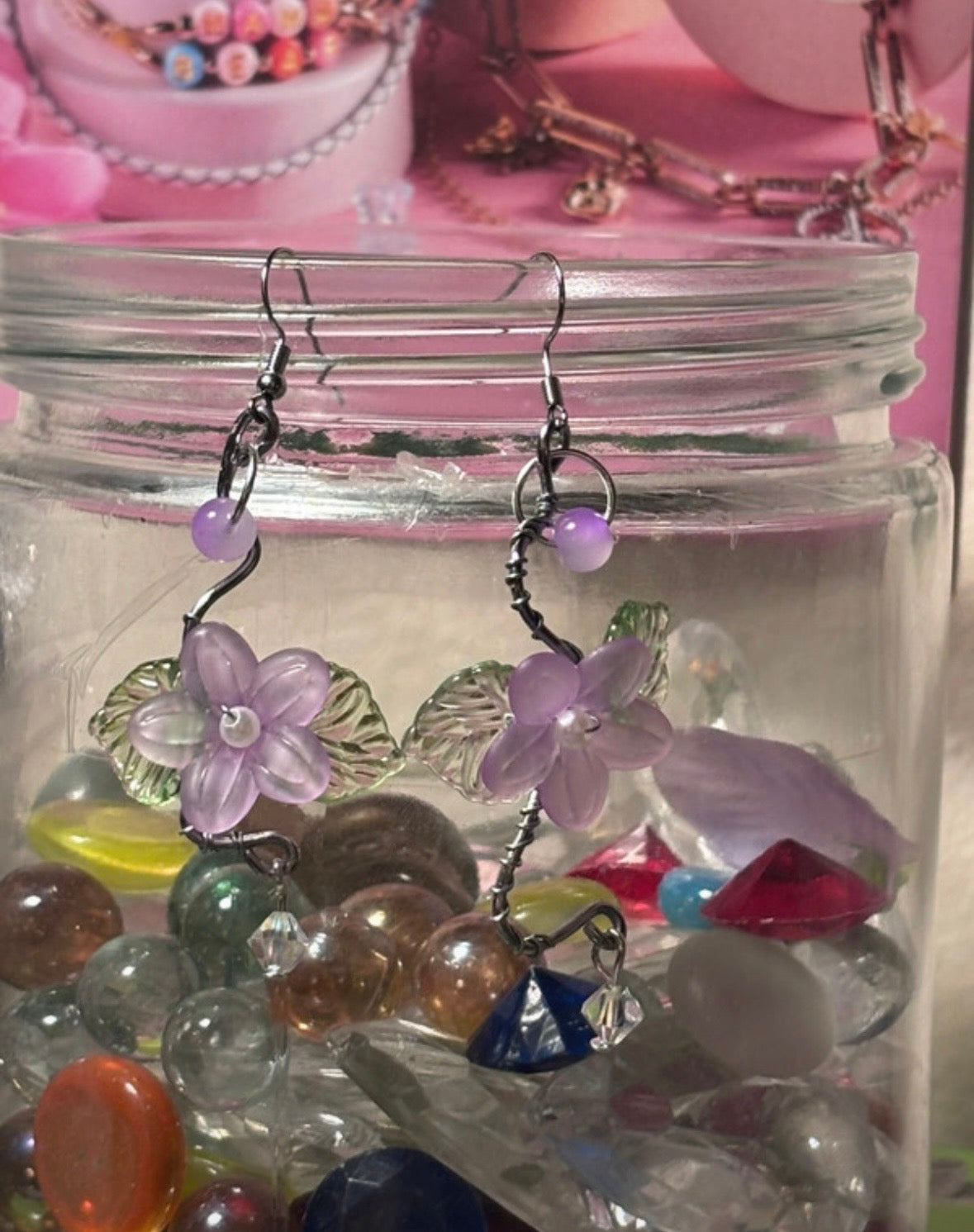 Purple Floral Earrings