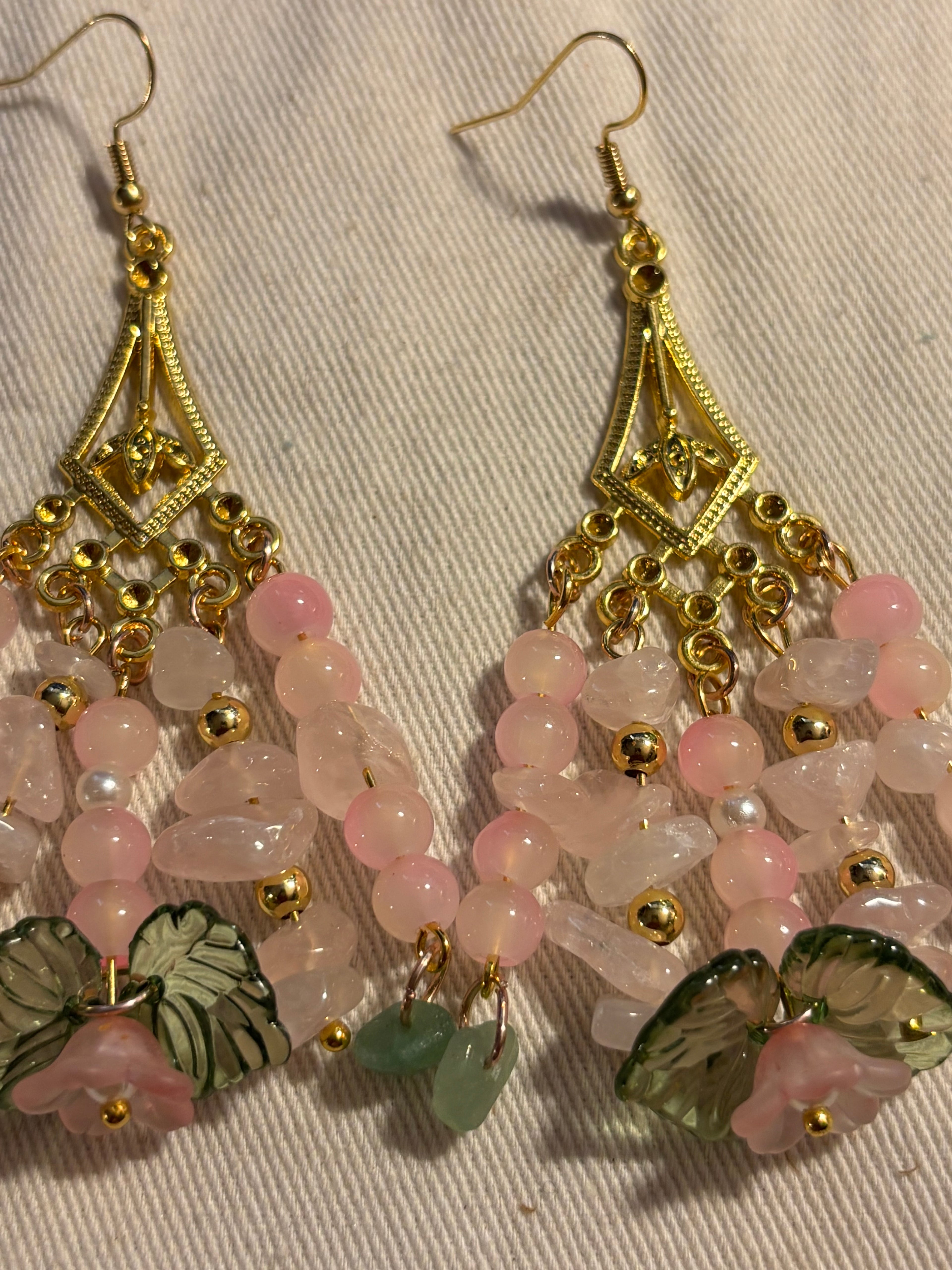 Gold Floral Cascade Drop Earrings