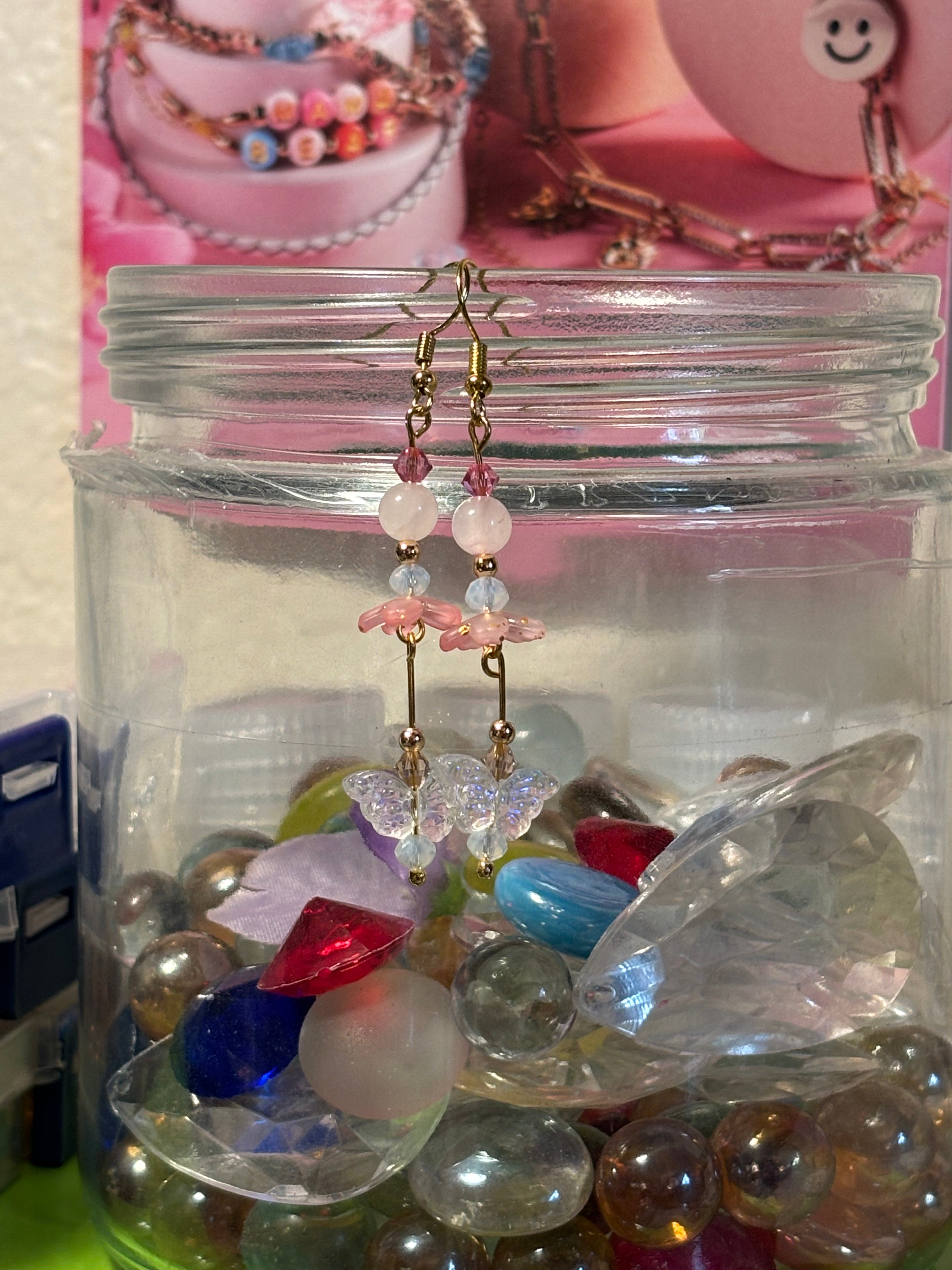 Pink Floral Earrings