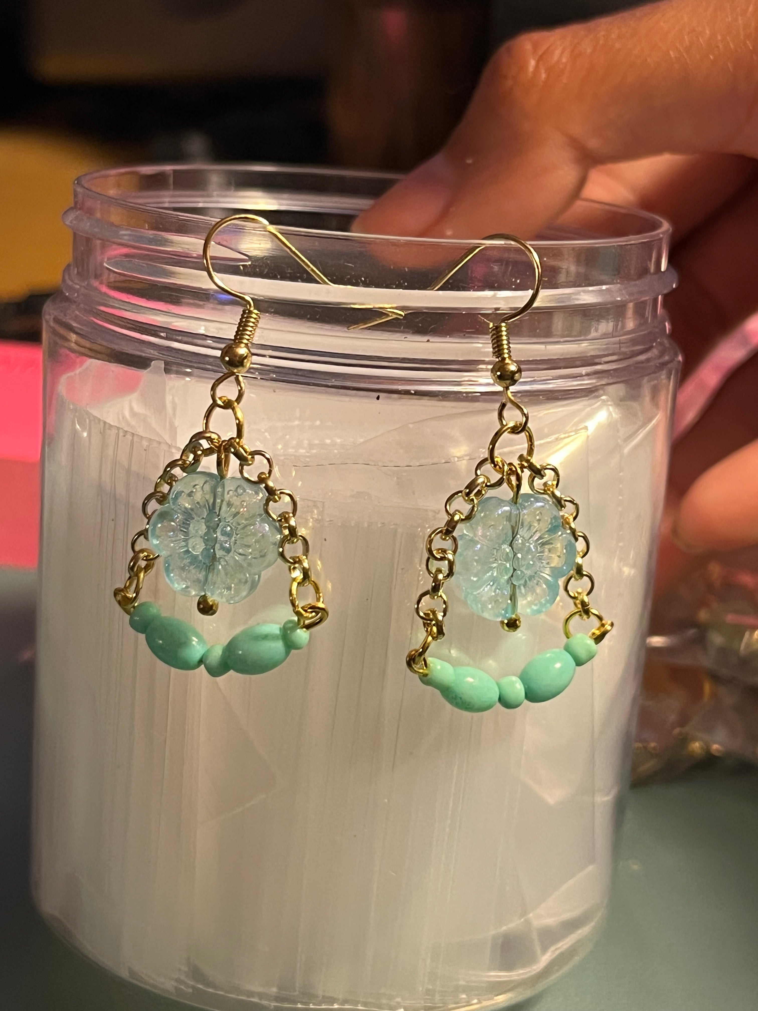 Turquoise Floral Earrings