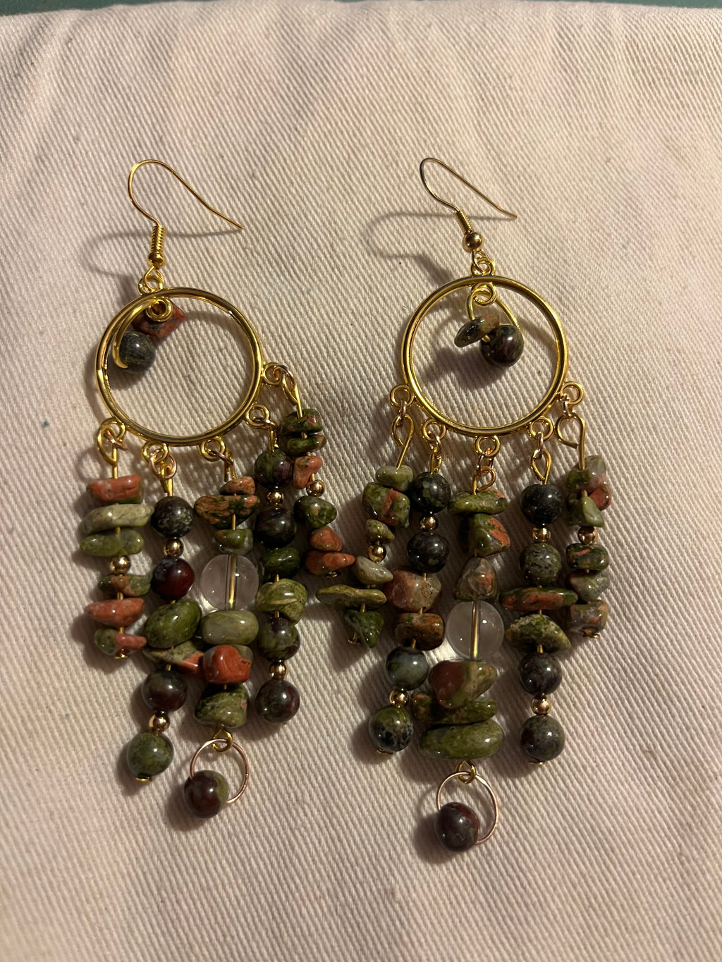 Unakite Bead Earrings