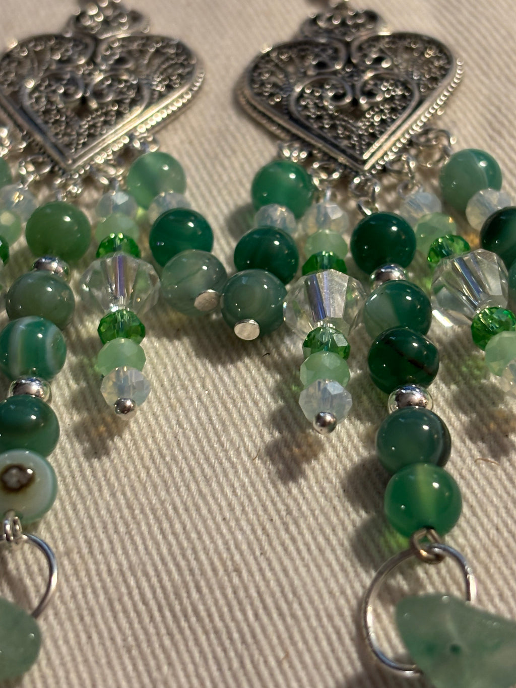 Boho Agate Heart Drop Earrings