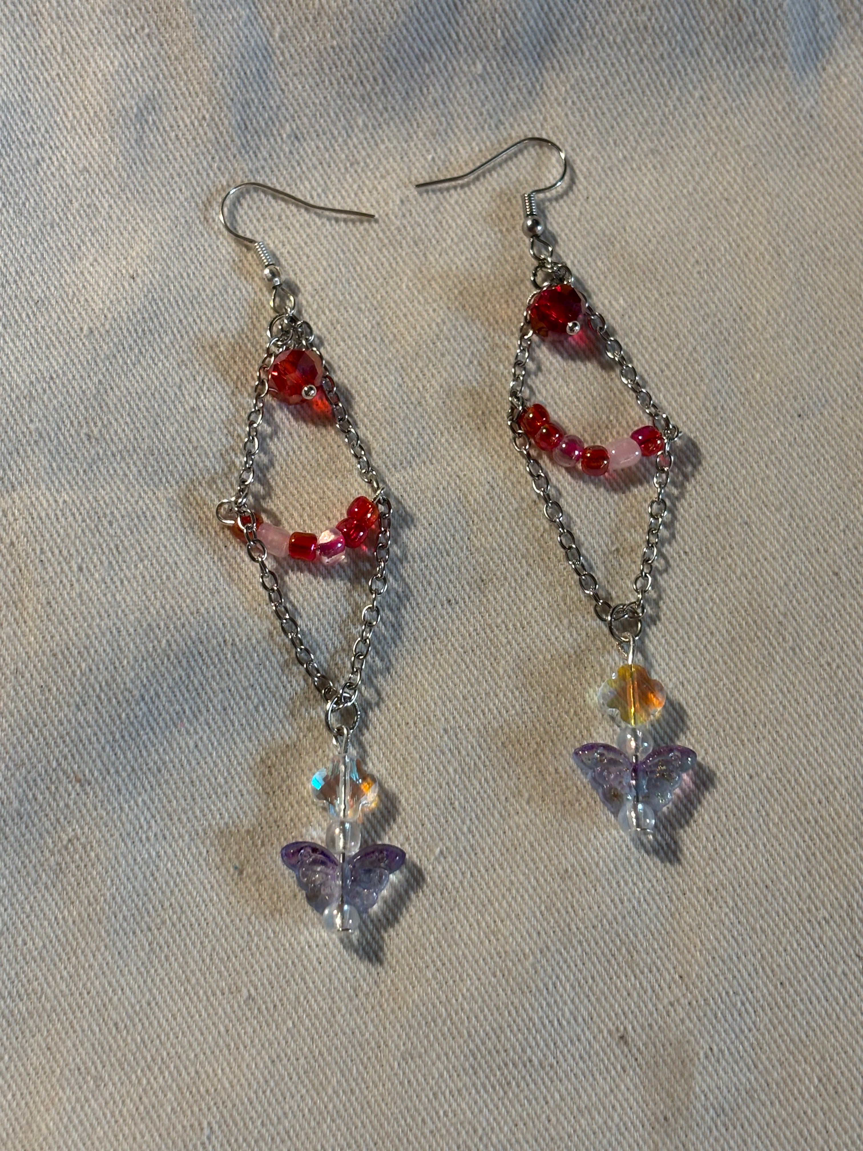 Crimson Red Floral Drop Earrings