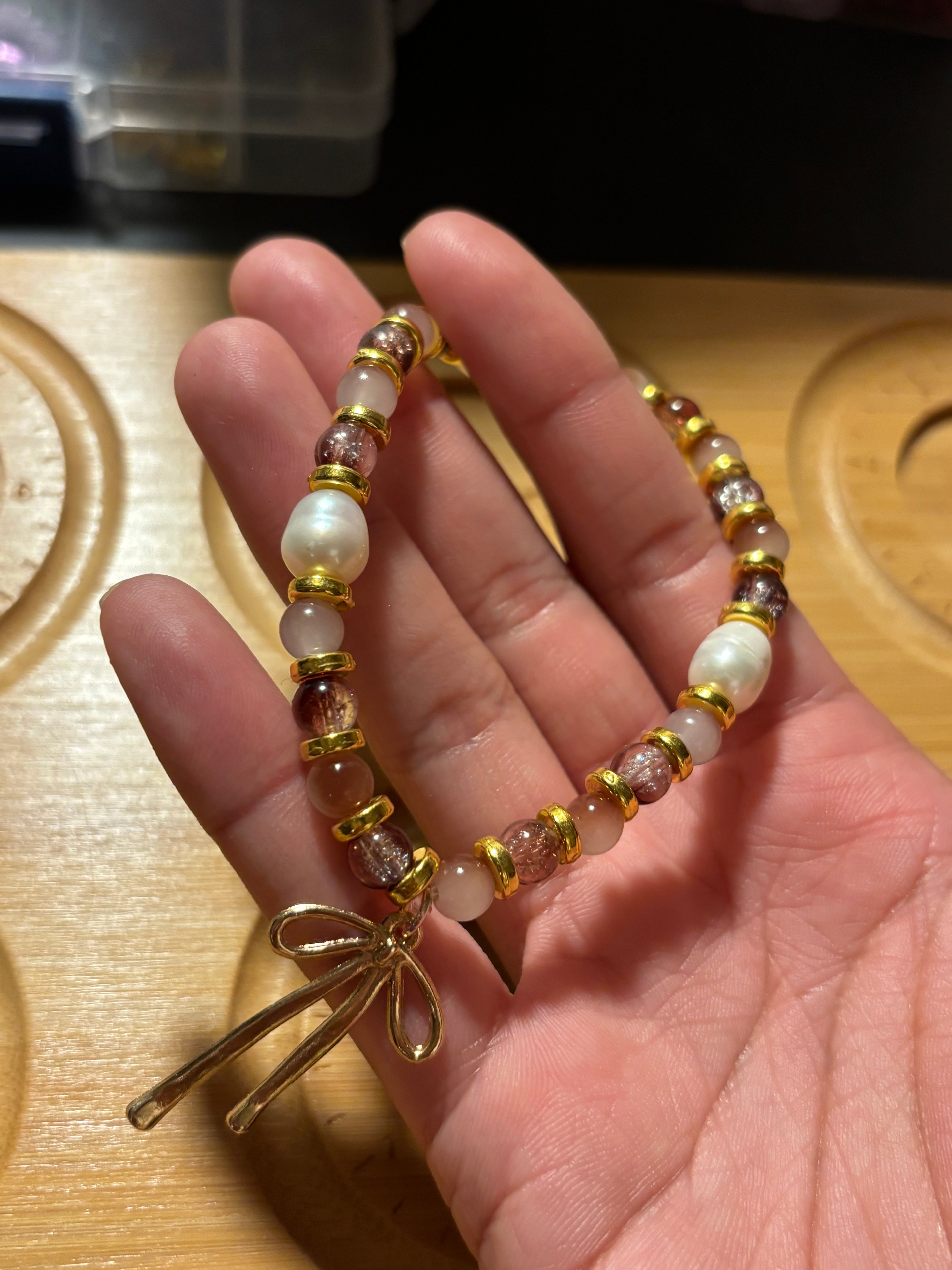 Gold Bow Charm Bracelet