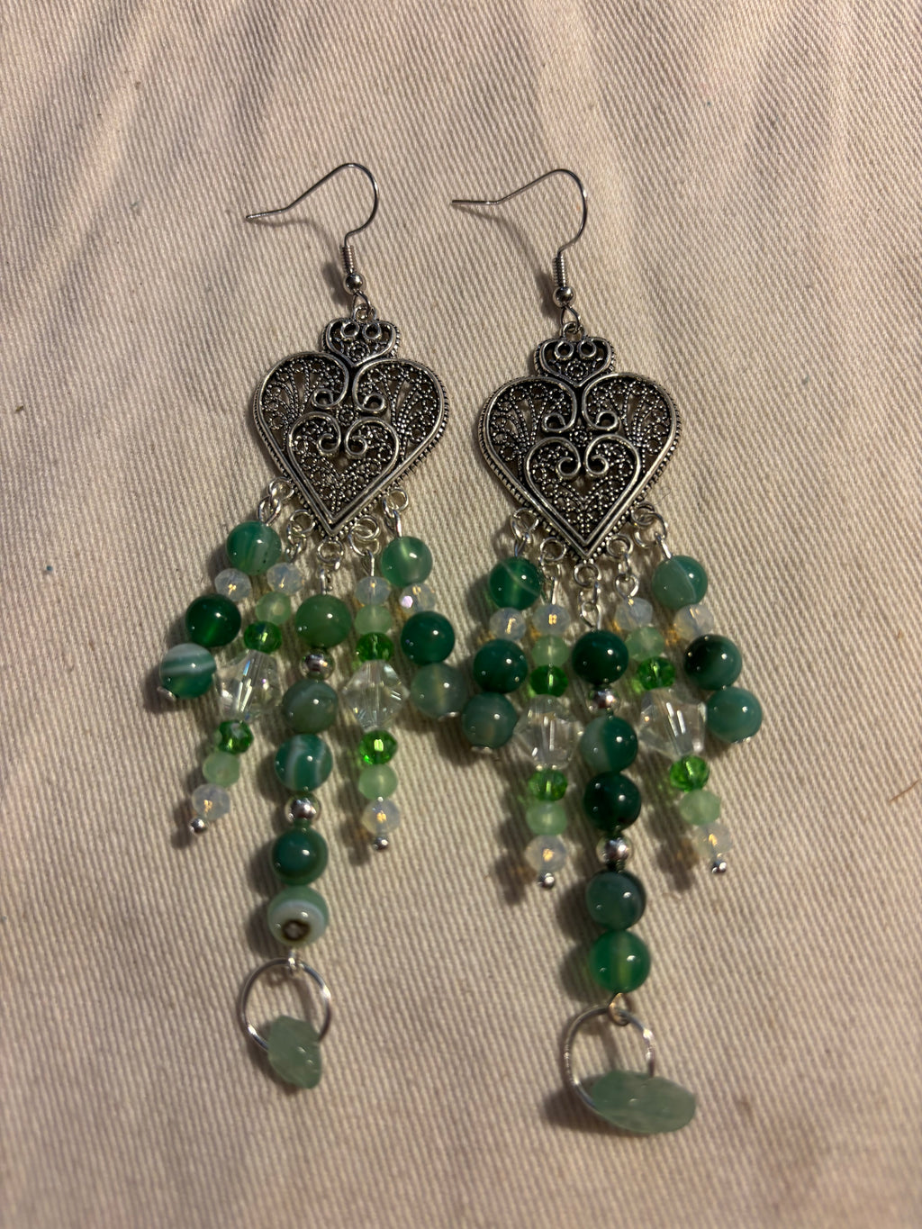 Boho Agate Heart Drop Earrings