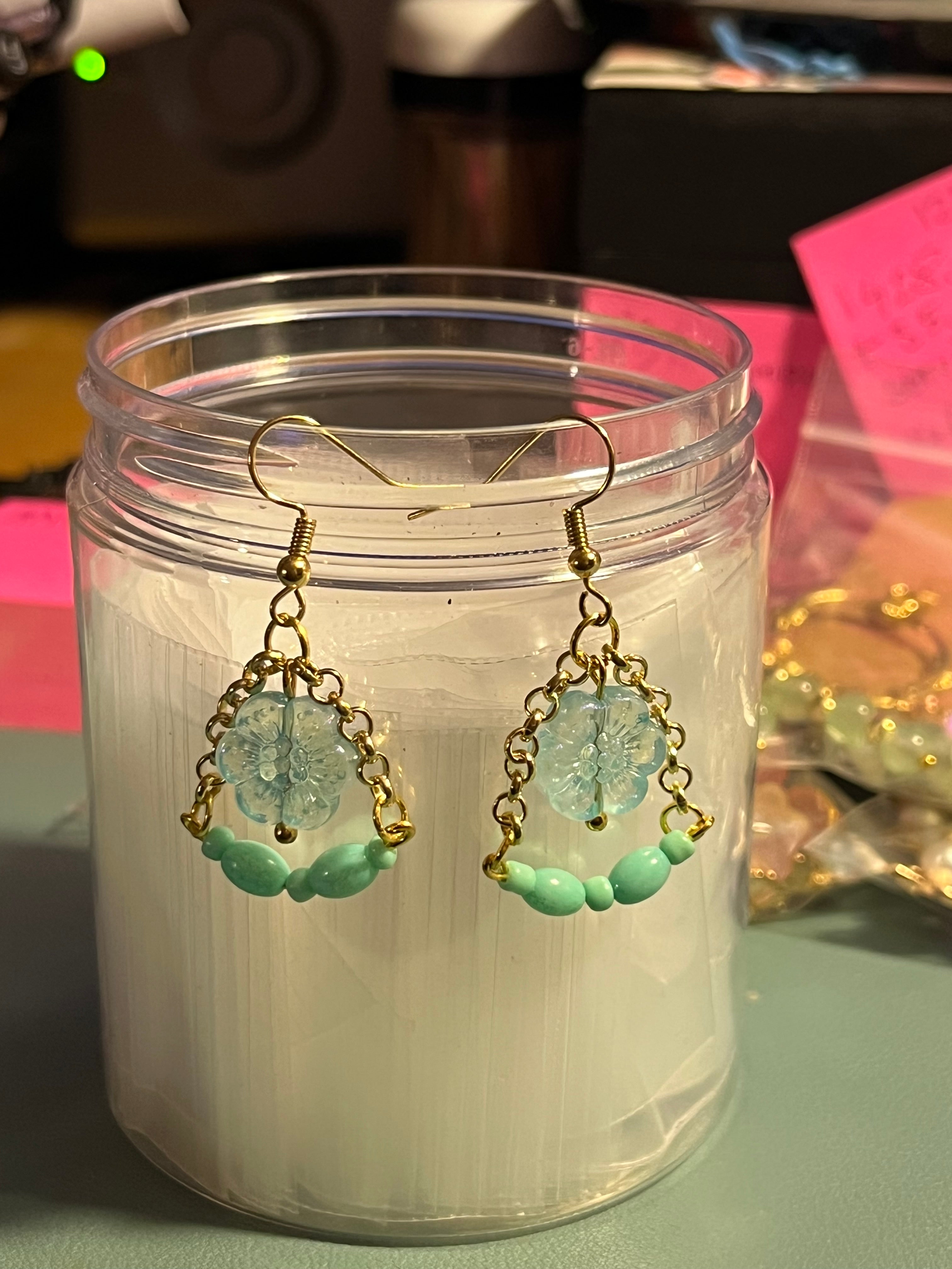 Turquoise Floral Earrings