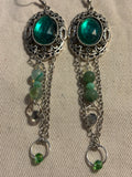 Green Agate Boho Drop Earrings