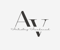 Logo with 'AV' design on a light gray background