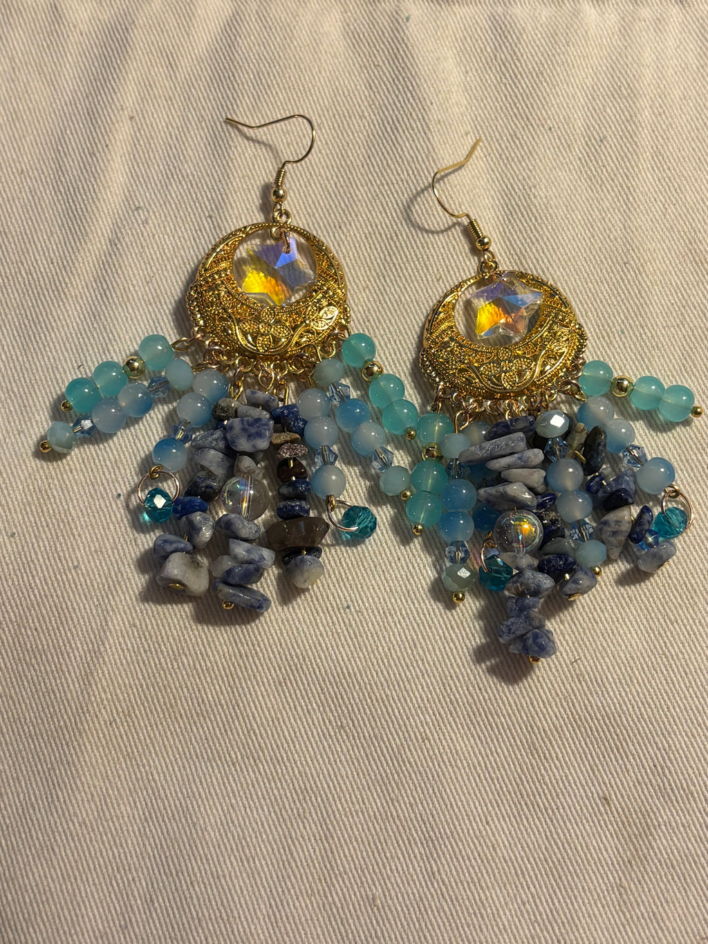 Blue Star Boho Dangle Earrings