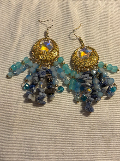 Blue Star Boho Dangle Earrings