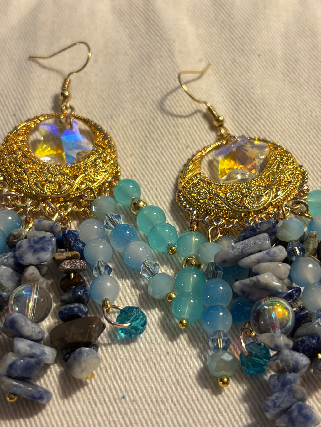 Blue Star Boho Dangle Earrings
