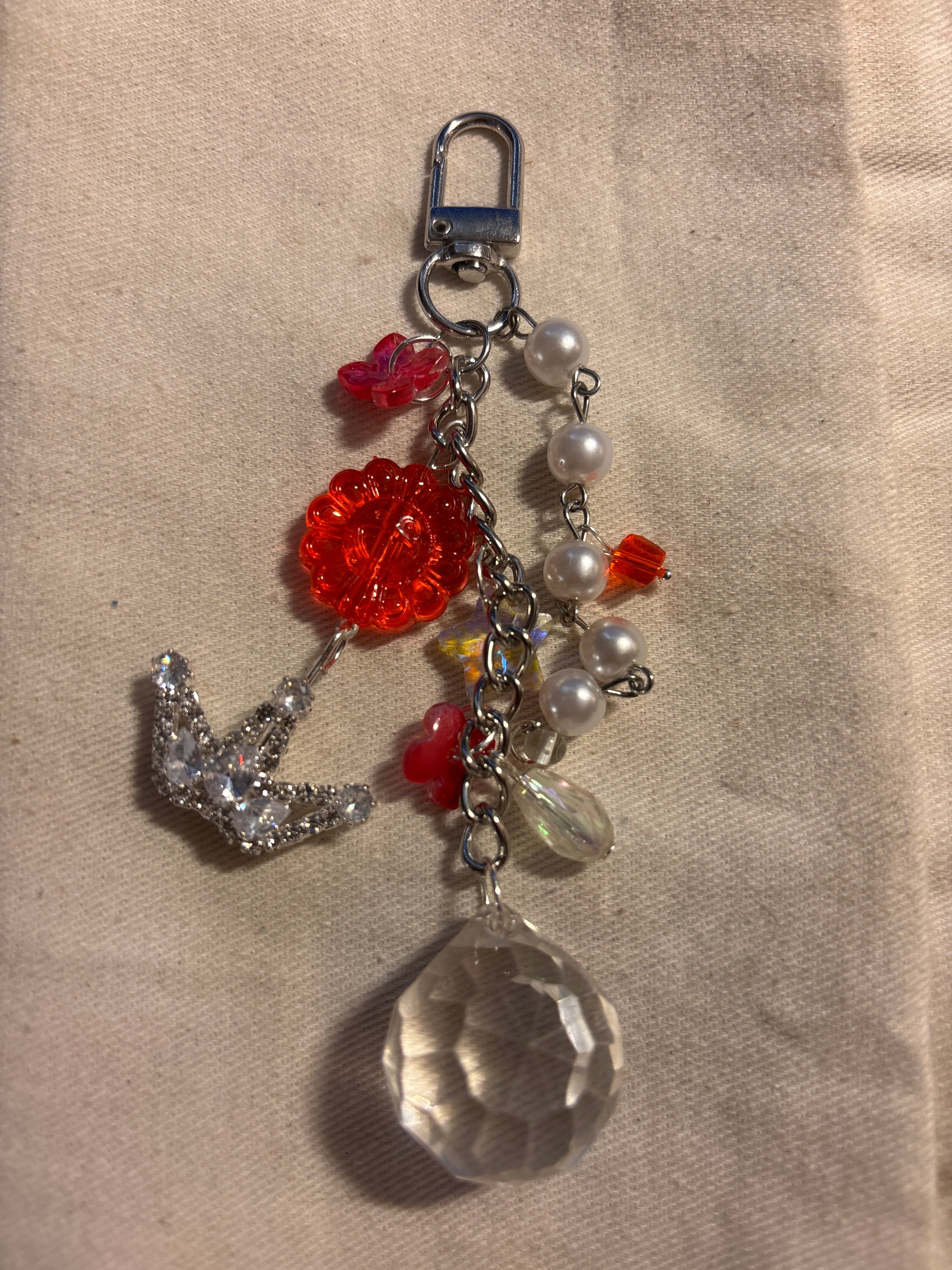 Silver And Red Keychain