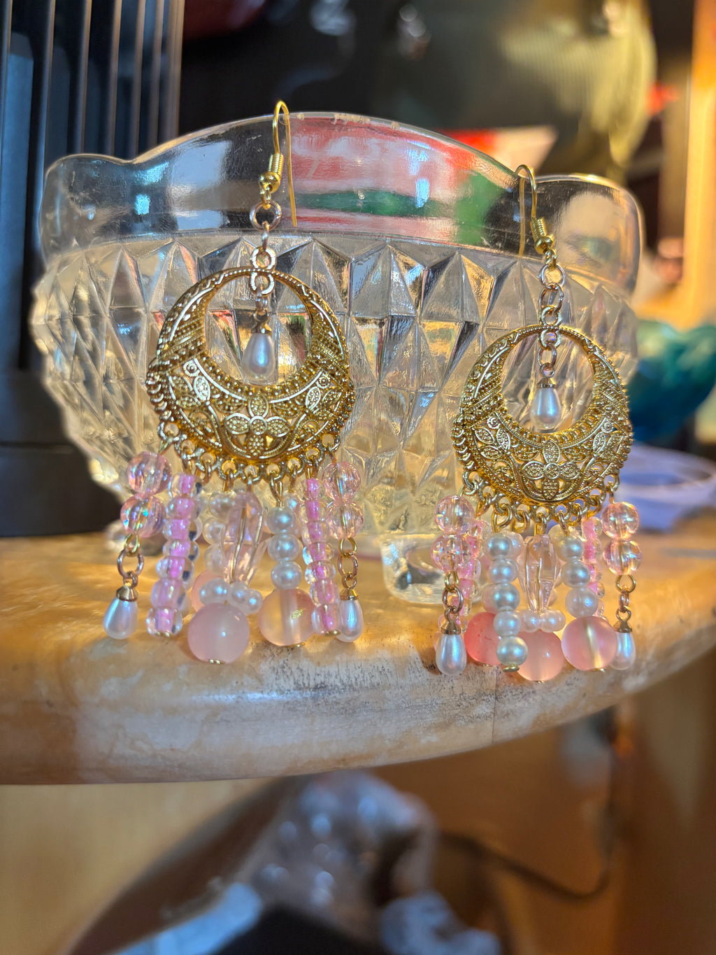 Pink Gold Boho Earrings