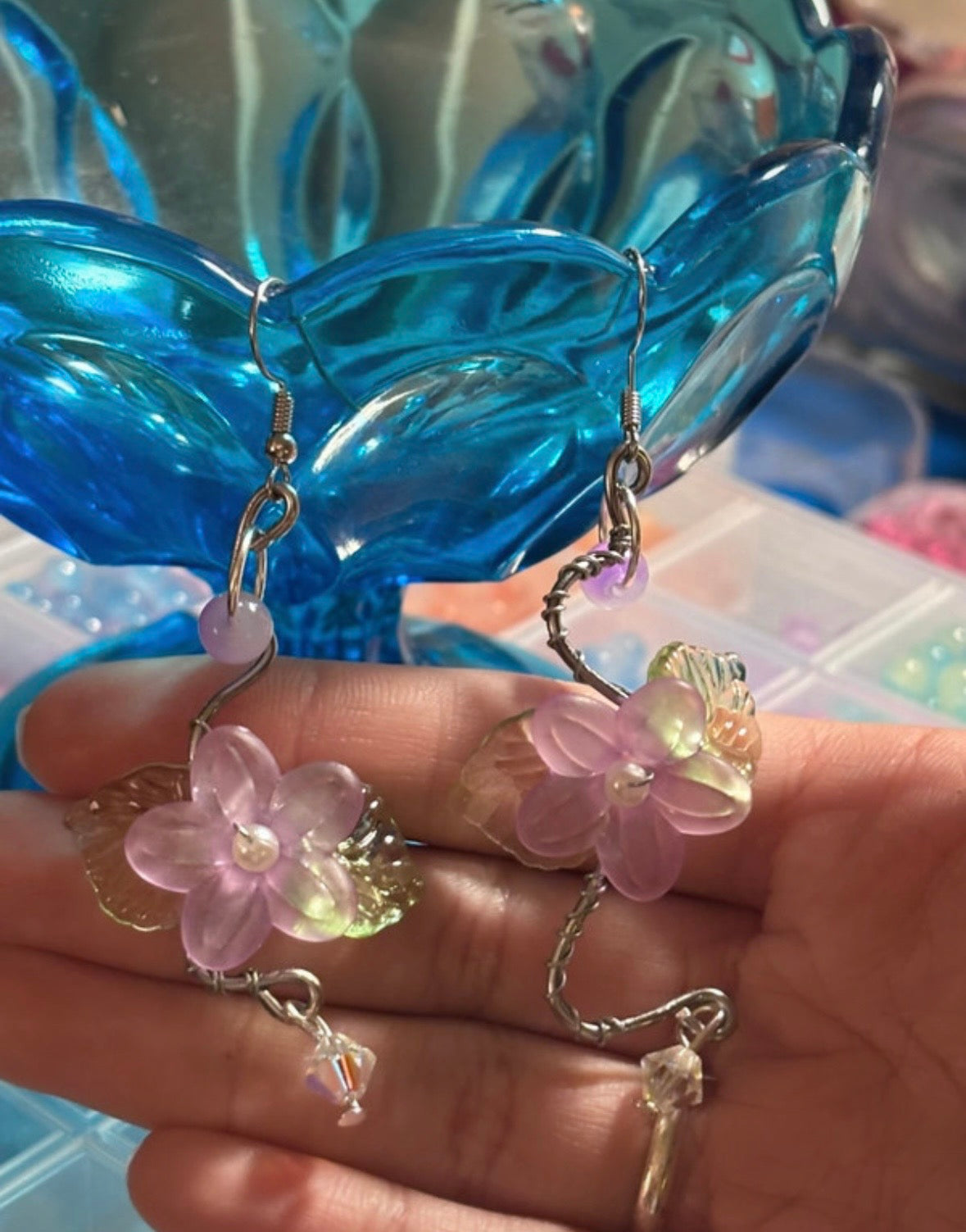 Purple Floral Earrings