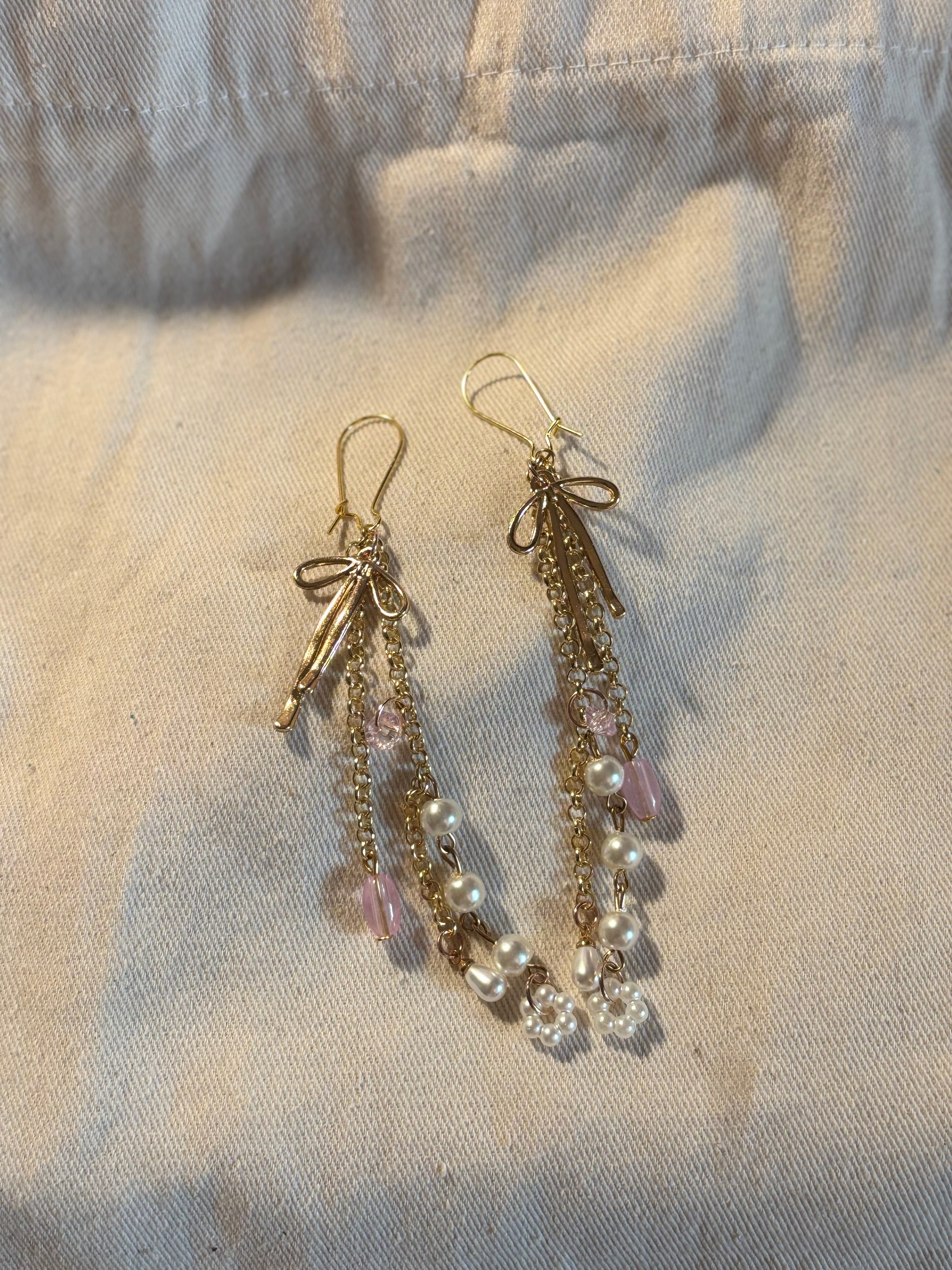 Balletcore Pearl Chain Drop Earrings