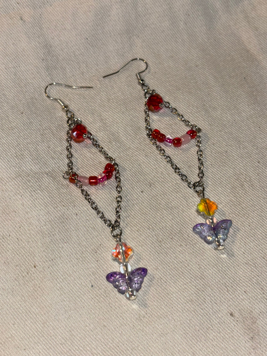 Crimson Red Floral Drop Earrings