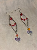 Crimson Red Floral Drop Earrings