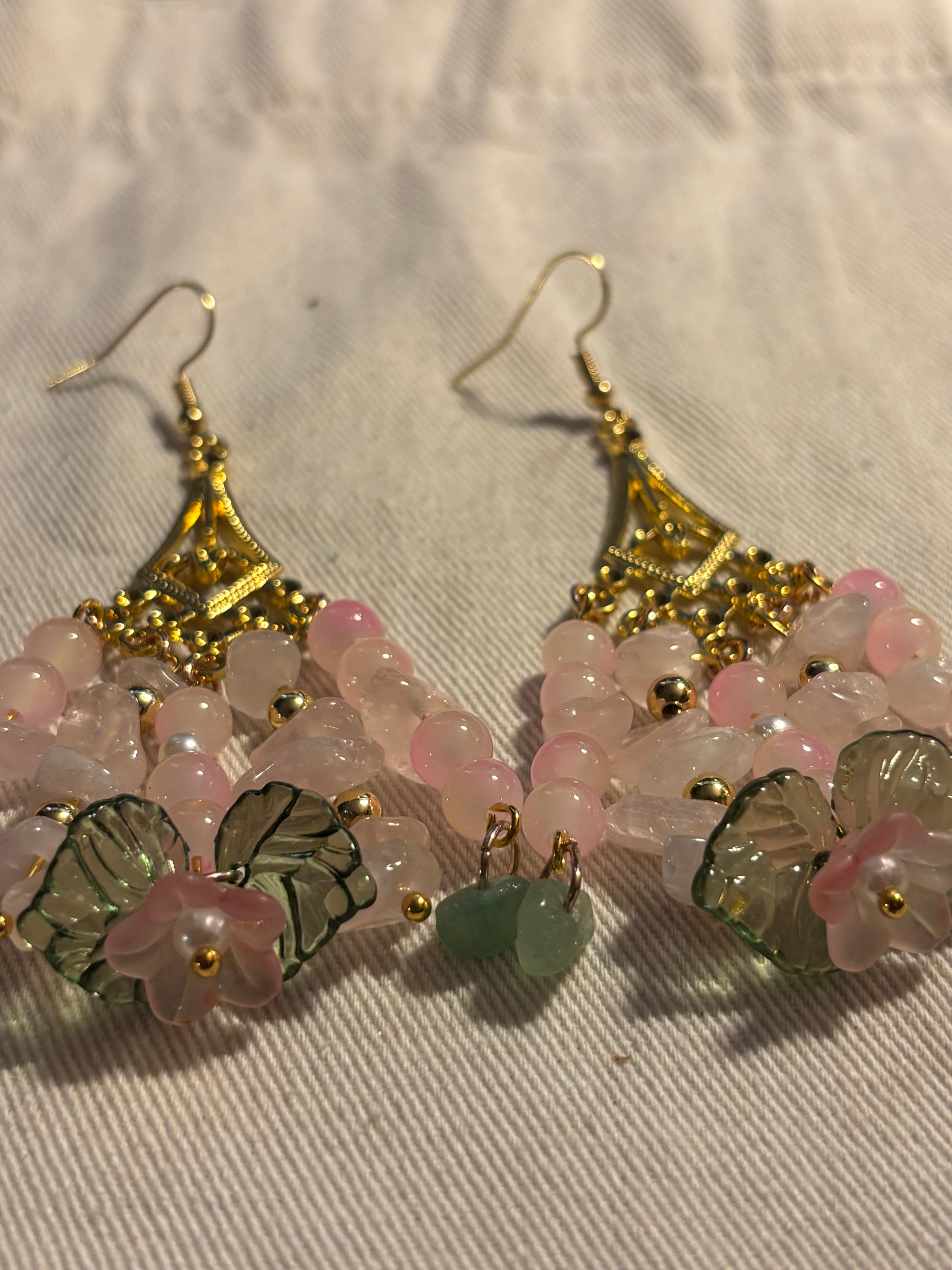 Gold Floral Cascade Drop Earrings